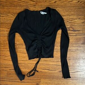 Princess Polly Black Ruched Long Sleeve Blouse